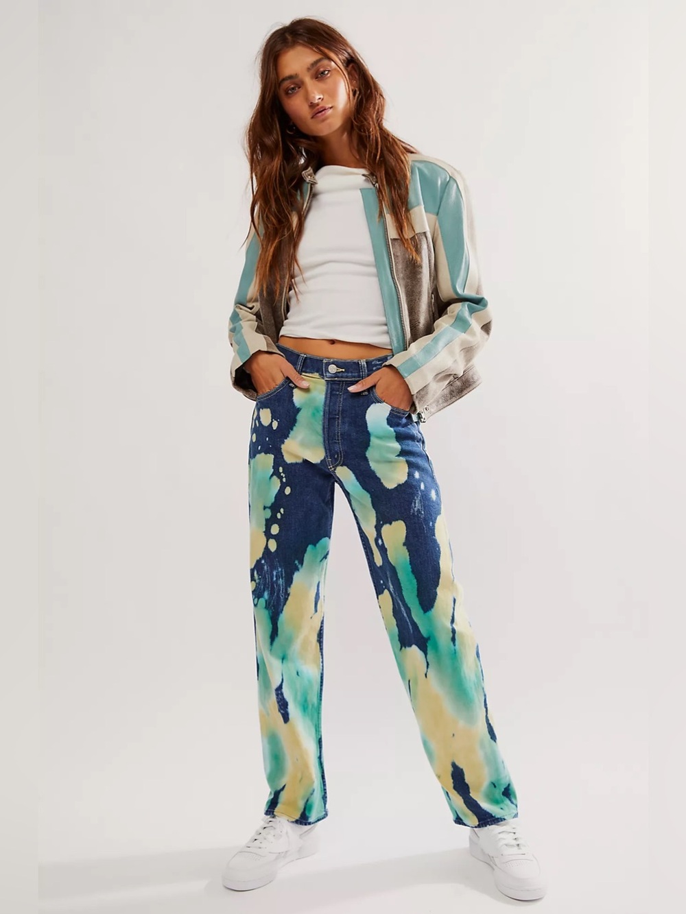MOTHER The Thrasher Flood Jean 25 Relaxed Straight Leg Colourful Acid Bottom Fly